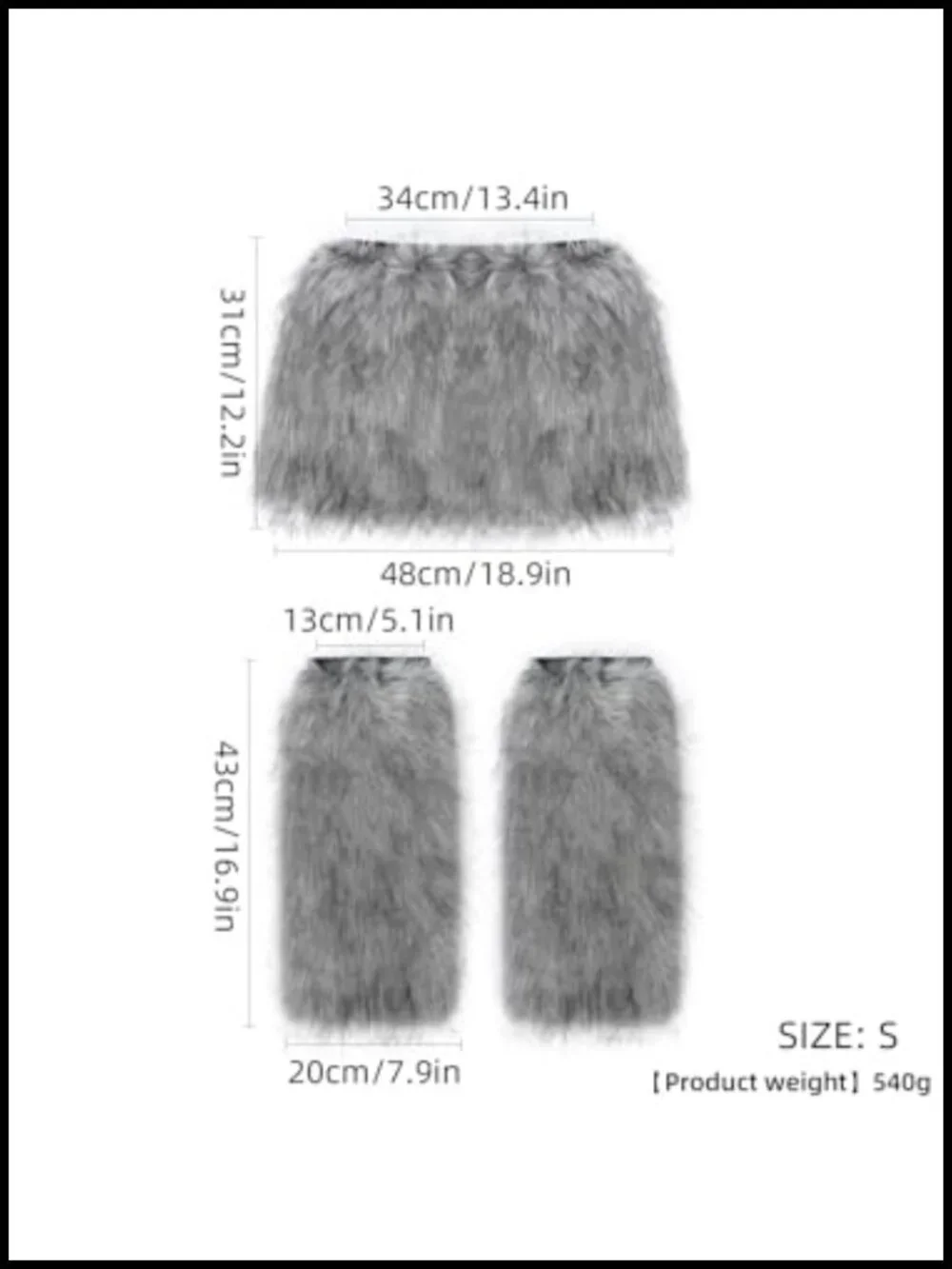Faux Fur A Line Mini Skirt & Leg Warmer Set for Halloween Cosplay